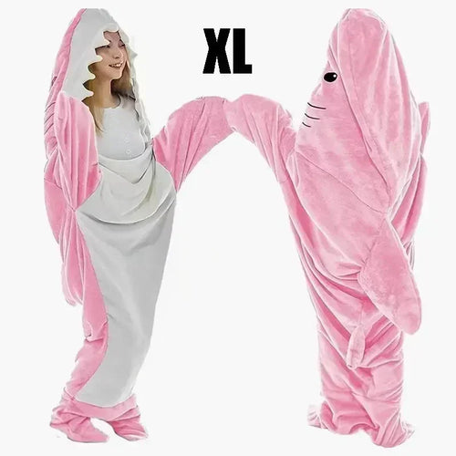 Cartoon Shark Blanket Hoodie Women Kigurumi Playsuit Kids Parents
