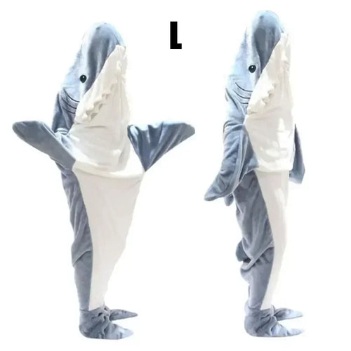 Cartoon Shark Blanket Hoodie Women Kigurumi Playsuit Kids Parents