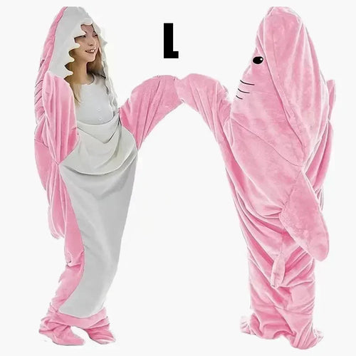 Cartoon Shark Blanket Hoodie Women Kigurumi Playsuit Kids Parents