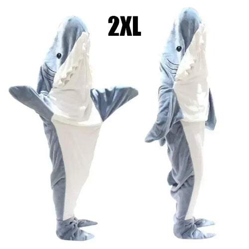 Cartoon Shark Blanket Hoodie Women Kigurumi Playsuit Kids Parents