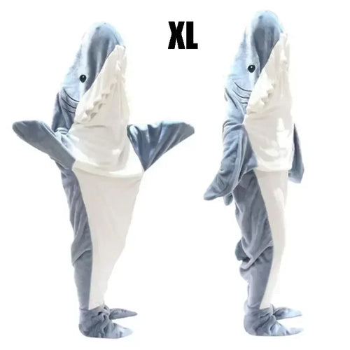 Cartoon Shark Blanket Hoodie Women Kigurumi Playsuit Kids Parents
